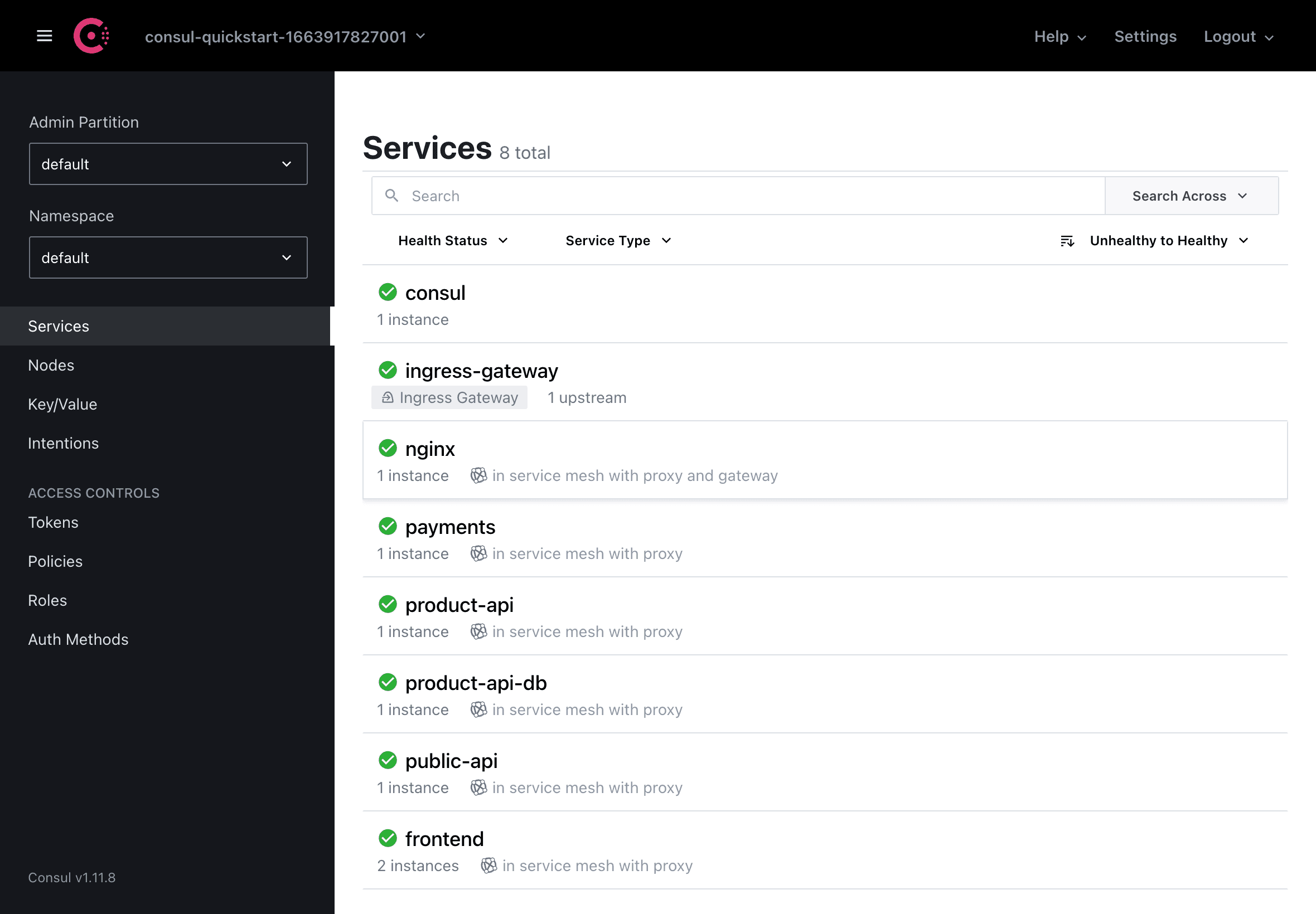 Consul UI services
HashiCups